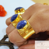 Natural Lapis Lazuli Ring, Lapis Lazuli Gold Plated Ring, Blue Lapis Ring, Statement Ring, Lapis Lazuli Ethnic Ring, Boho Ring, Gift For Her